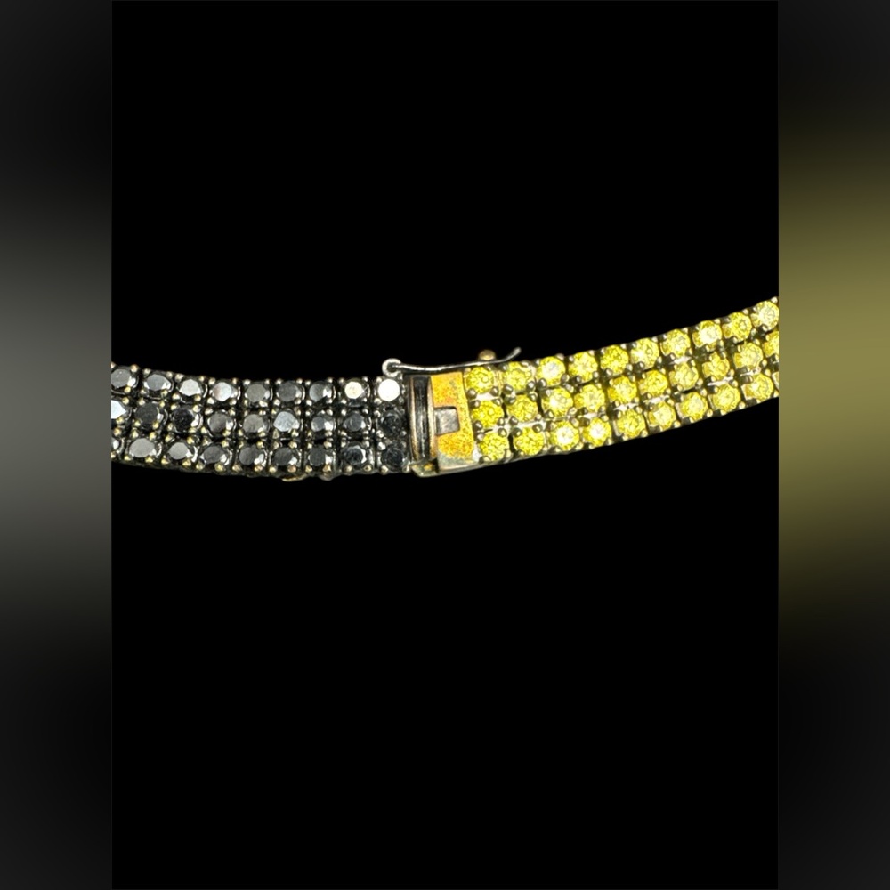 Vintage AAA Gold And Black Crystal Rhinestone Art Deco Flapper Necklace 34” - Picture 4 of 8